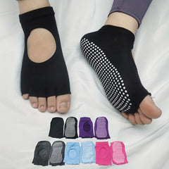 Non Slip Silicone Grip Ankle Socks Open Toe Pilates Yoga Fitness Dance