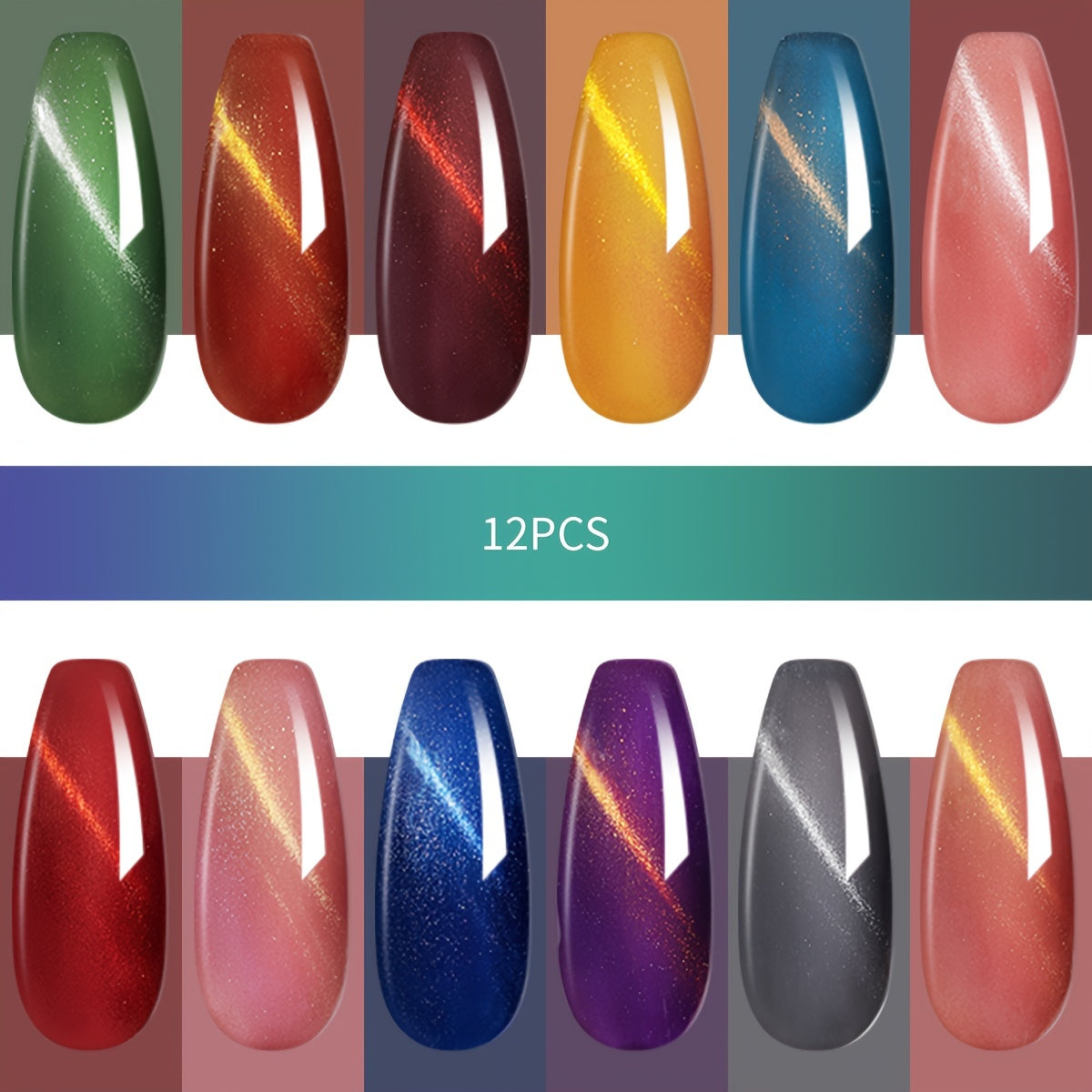 Gel Nail Polish Starter Kit 12 Colors - Cat Eye Gel Varnish Set