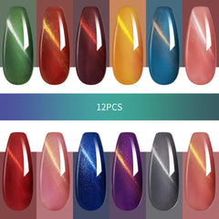 Gel Nail Polish Starter Kit 12 Colors - Cat Eye Gel Varnish Set