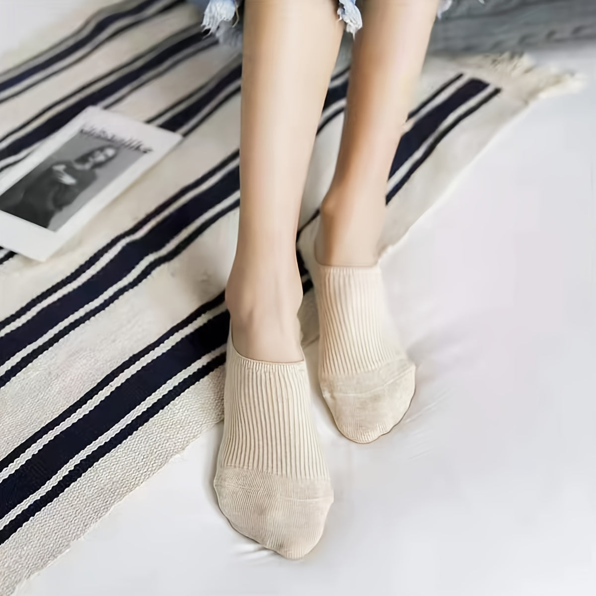 10 Pairs Women's No Show Socks Lightweight Non Slip Solid Boat Socks