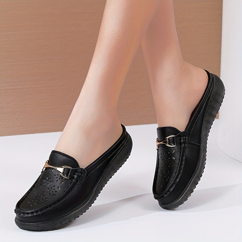 Women's Hollow Out Mules Slip On Outdoor Shoes Women's Leather Shoes