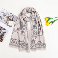 Cashmere Shawl Poncho Bird Pattern Winter Women Shawl Wrap Long