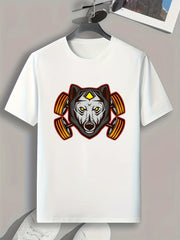 Animal Head Print Men's Graphic T shirt Casual Comfy Tees For Summer