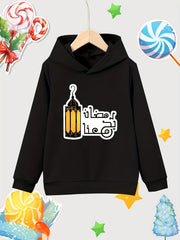Lantern Print Girls Cotton Pullover Hooded Sweatshirt