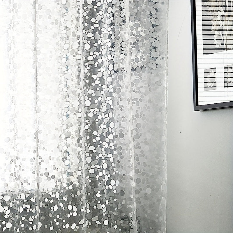 PEVA 3D Cobblestone Shower Curtain Waterproof Mold Resistant with Metal Eyelets