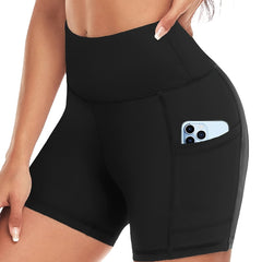 High Waist Sports Shorts with Side Pockets for Women