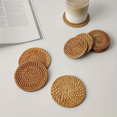 Boho Rattan Coaster Heat Insulation Table Mat Vietnamese Autumn Vine Hot Pads