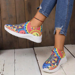 Women's Smile Print Sock Shoes Colorful Slip On Low Top Casual Shoes