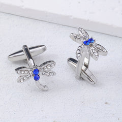 Crystal Micro inlaid Dragonfly Cufflinks & Sleeve Studs Set