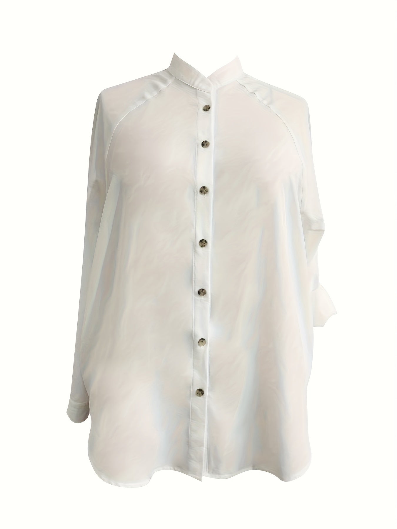 Solid Button Up Long Sleeve Tunic Shirt Top