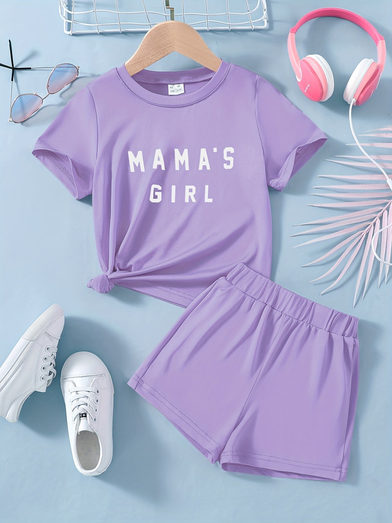2pcs Toddler Girls MAMA'S GIRL T Shirts & Shorts Set