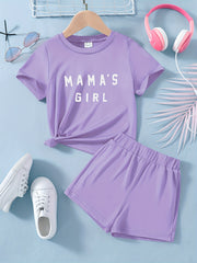 2pcs Toddler Girls MAMA'S GIRL T Shirts & Shorts Set