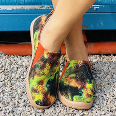 Women's Art Print Canvas Shoes Comfy Slip On Low Top Flat Shoes