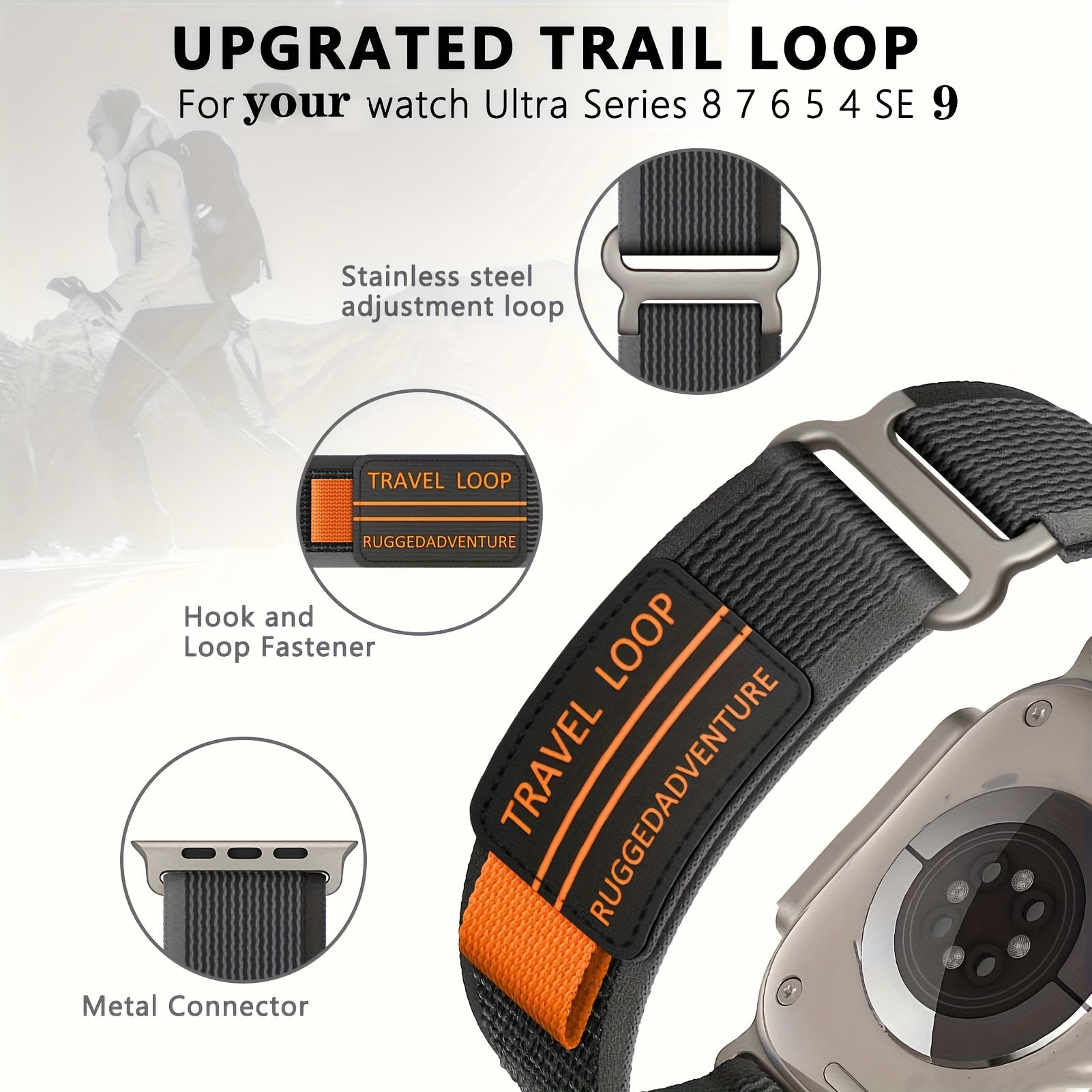 Watch Ultra Loop Band Nylon Leather for iWatch Series Se 7 6 5 3 8 9