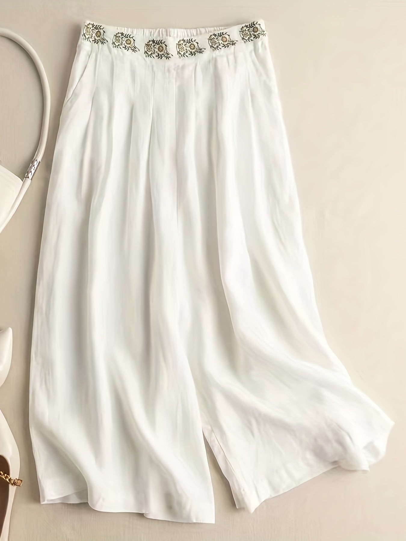 Floral Pattern Wide Leg Pants Casual Loose Pants for Spring & Fall