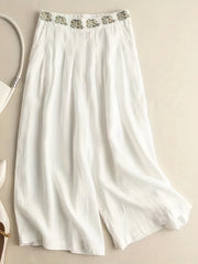 Floral Pattern Wide Leg Pants Casual Loose Pants for Spring & Fall