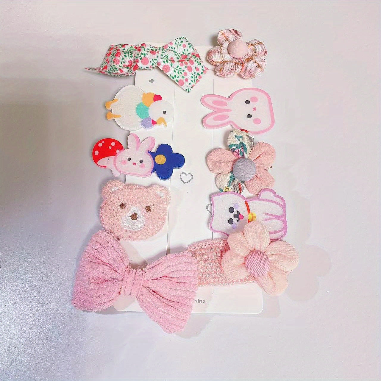10pcs Girls Hair Clip Cartoon Animal Bow Sunflower Flower Astronaut
