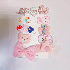 10pcs Girls Hair Clip Cartoon Animal Bow Sunflower Flower Astronaut