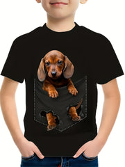 Boys' Dog 3D Print T Shirt Short Sleeve Tee for Summer Fun