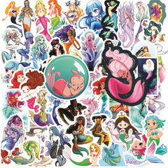 50Pcs Little Mermaid Doodle Stickers for DIY Decor Waterproof Stickers