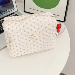 Quilted Floral Toiletry Bag Large Travel Organizer For Women