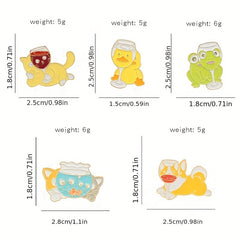 High Leg Cup Brooch Red Wine Cat Frog Corsage Accessories
