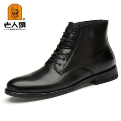 Men's Chelsea Boots Faux Leather Round Toe Lace up Outdoor Casual Slip On Shoes