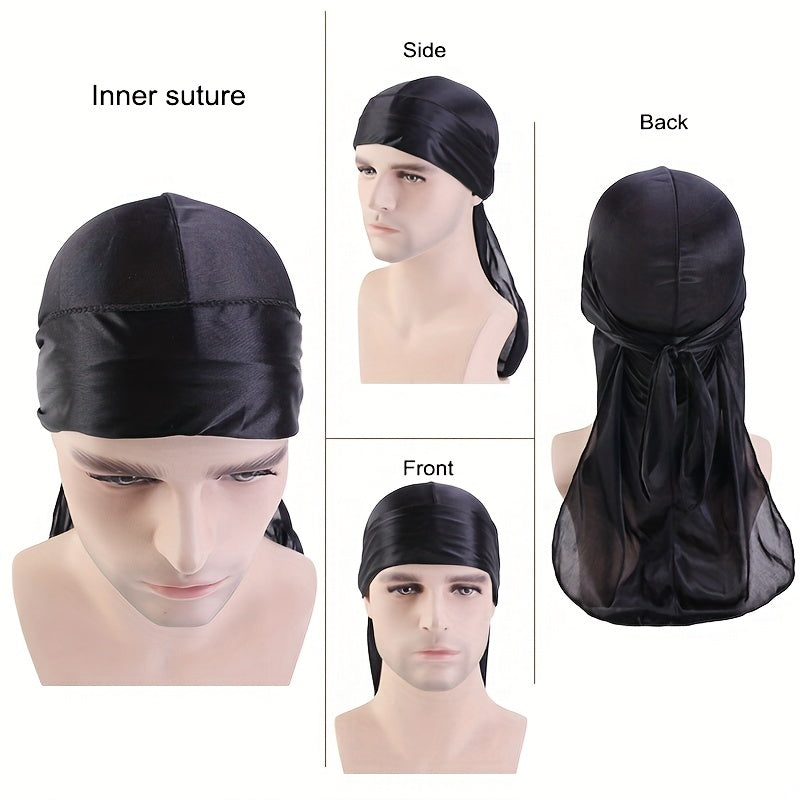 2pcs Bandana Pirate Hat Silk Durag Turban Hijab Hat For Men Women