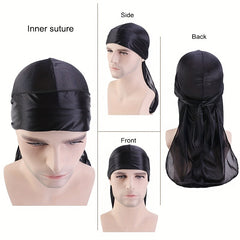 2pcs Bandana Pirate Hat Silk Durag Turban Hijab Hat For Men Women