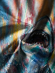 Shark Painting Print Tee Tops Boys Round Neck Casual Short Sleeve Comfortable