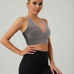 Sexy Deep V Seamless Sports Bra Halter Neck Back Bra