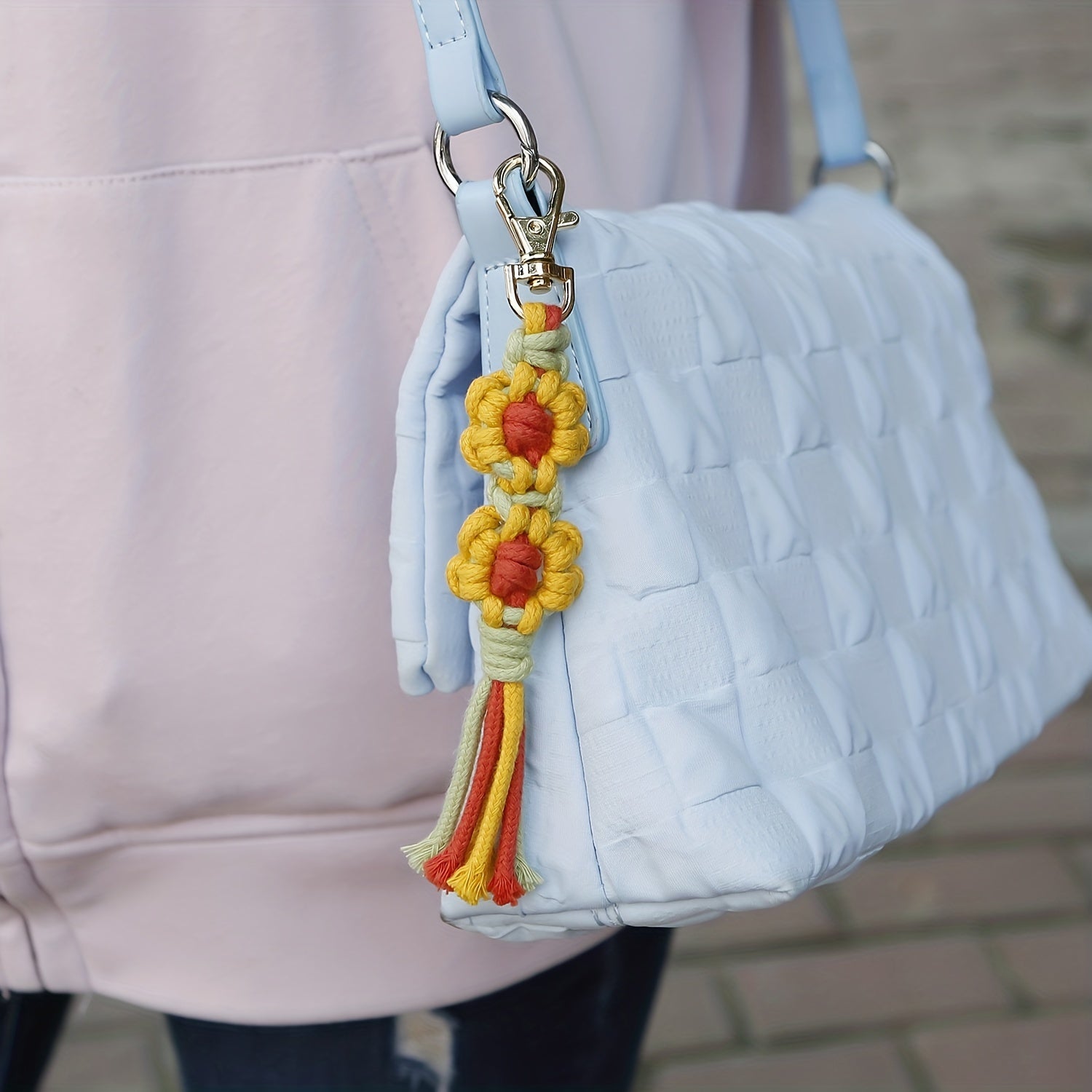 Hand Woven Little Daisy Keychain for Girls