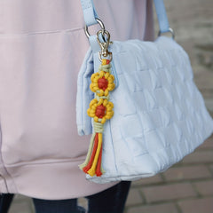 Hand Woven Little Daisy Keychain for Girls