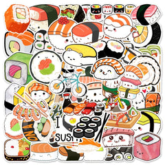50 Sushi Doodle Stickers for Laptops, Water Bottles & More