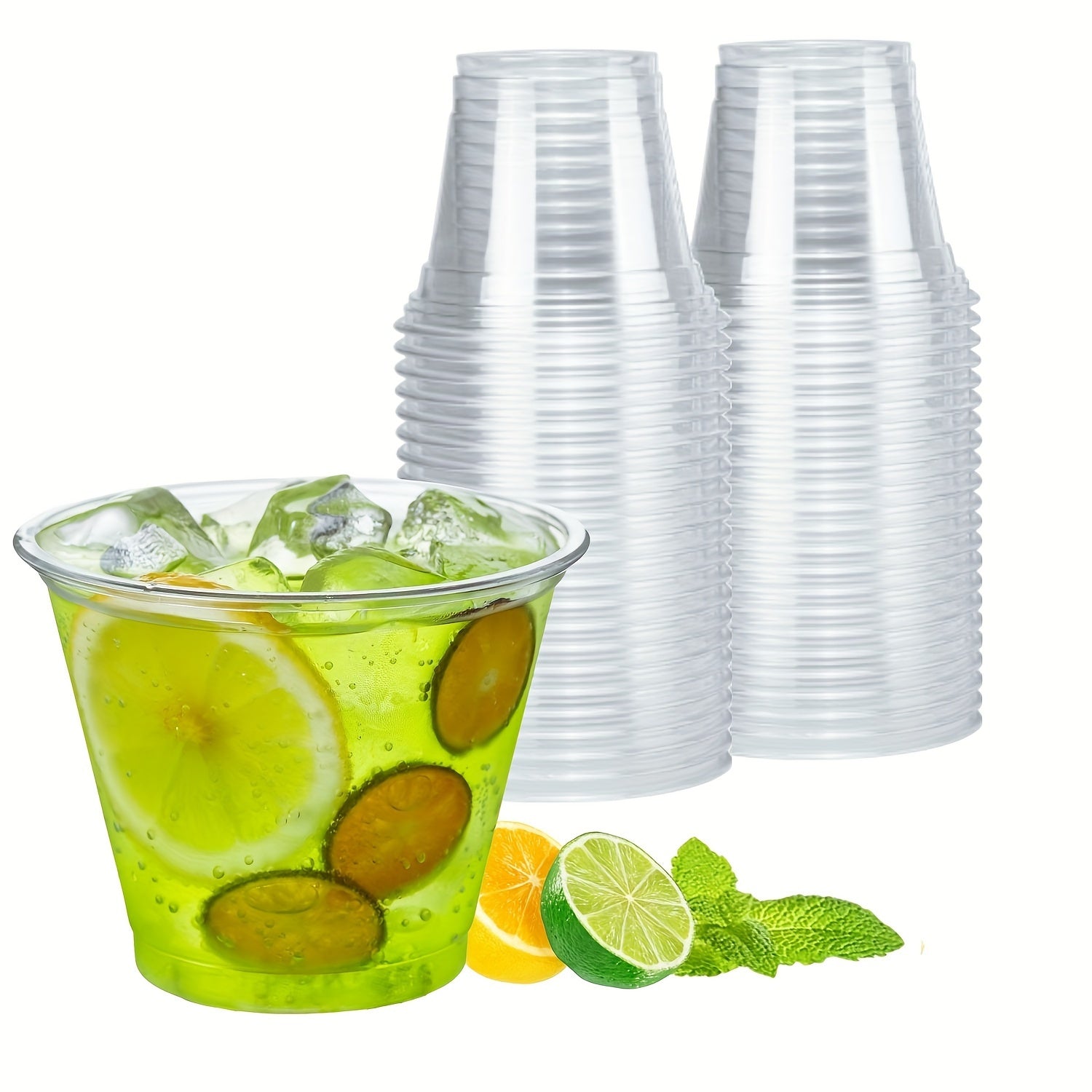 50pcs 9 Oz Clear Plastic Cups for Desserts Parfaits Ice Cream Cupcakes