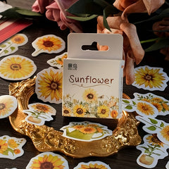46pcs Sunflower Decorative Sticker Retro Hand Account DIY Boxed