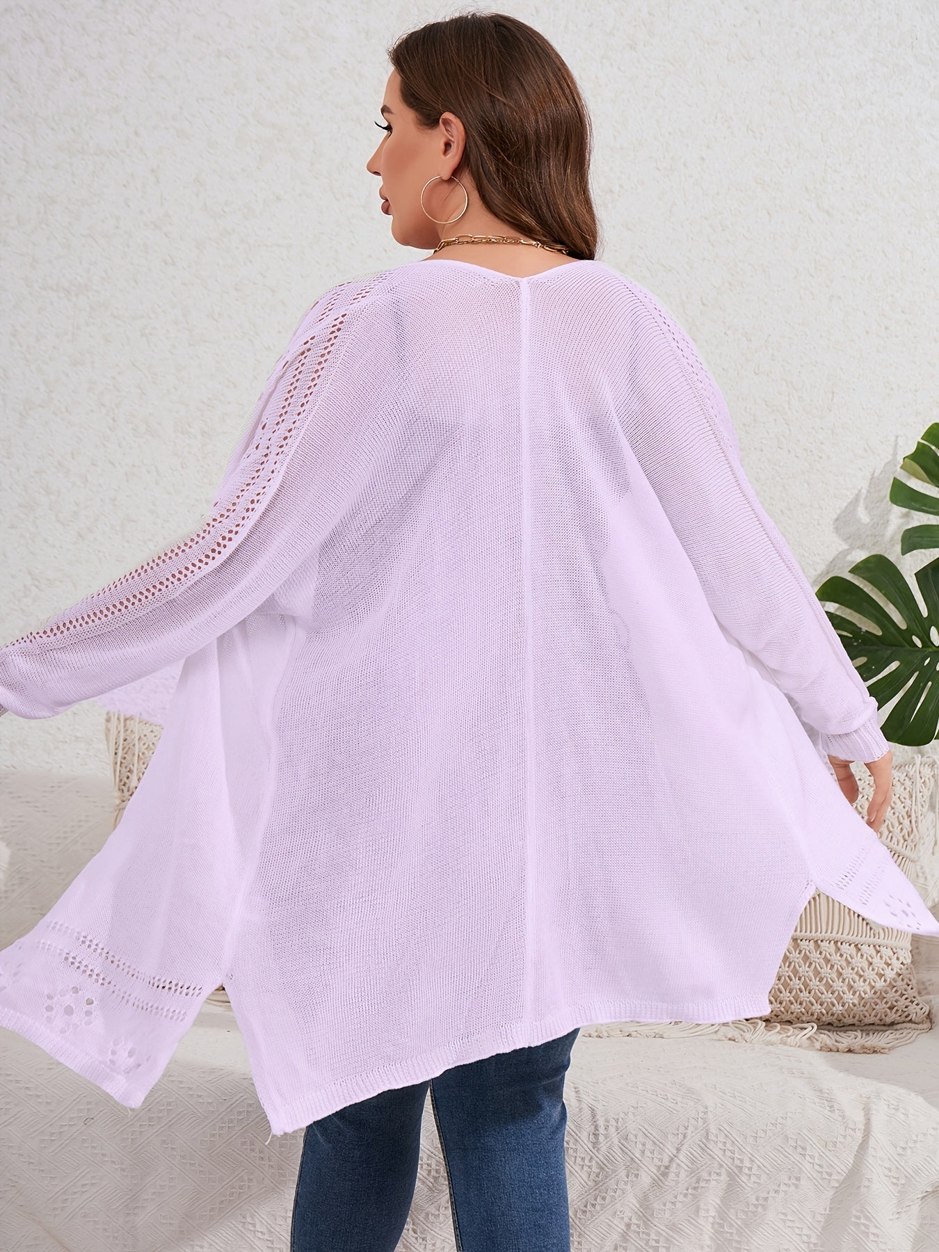 Long Sleeve Eyelet Embroidered Cardigan