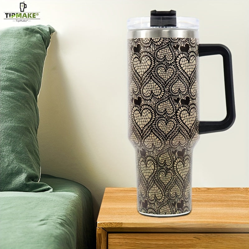 40oz Stainless Steel Insulated Cup with Handle and Straw Lid