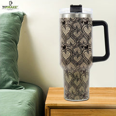 40oz Stainless Steel Insulated Cup with Handle and Straw Lid