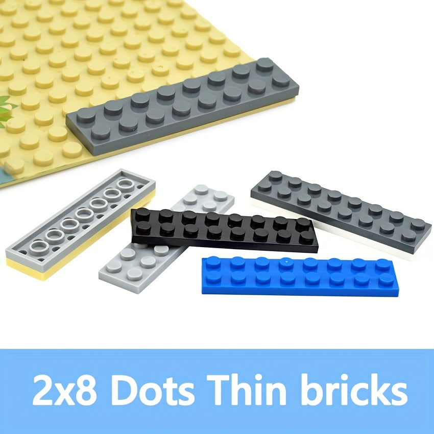 44pcs 2x8 Thin Brick Building Blocks ABS Red Brown Gray Beige Light DIY