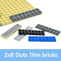 44pcs 2x8 Thin Brick Building Blocks ABS Red Brown Gray Beige Light DIY