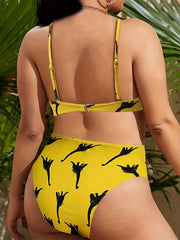 Women's Plus Dino Print Bikini Set Cami Top & Panty Swimsuit