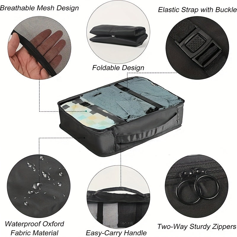 8 Pcs Solid Travel Luggage Bags Multifunctional Storage Bag Sets