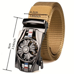 Nylon Canvas Breathable Belt with Synthetic Diamond Inlaid Automatic Buckle