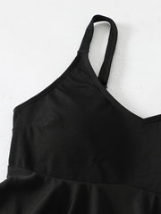 Modest Tankini Set Ribbed Knit V Neck Cami Top & Panty Swimsuit