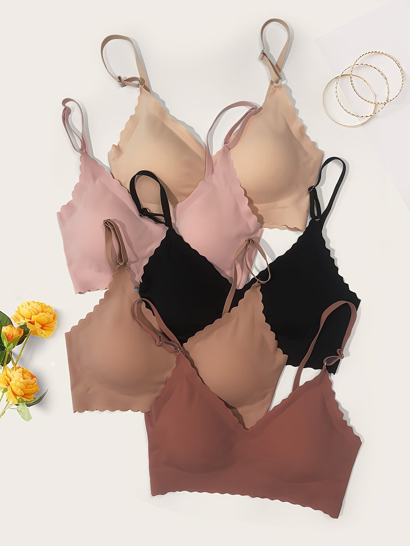 5 Pcs Seamless Wireless Bras Soft Comfy Everyday Bra