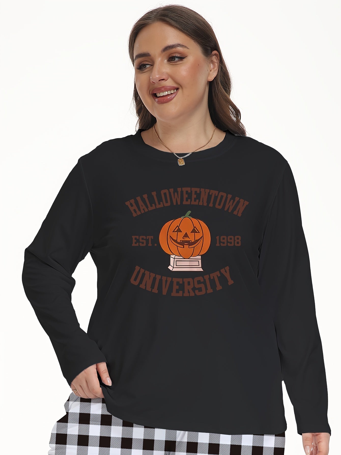 Halloween Lounge Top Women's Funny Pumpkin Print Pajama Top