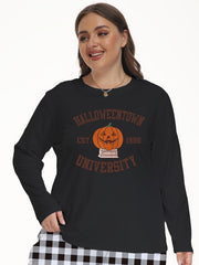 Halloween Lounge Top Women's Funny Pumpkin Print Pajama Top