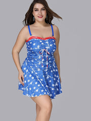 Star Print Cami Top & Shorts Swimsuit Set Women's Plus Modest 2pcs Set