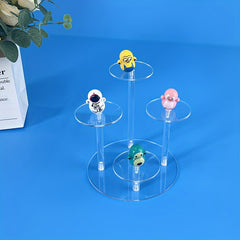 4-Position Acrylic Doll Display Stand, Transparent, Collectible Toy Holder